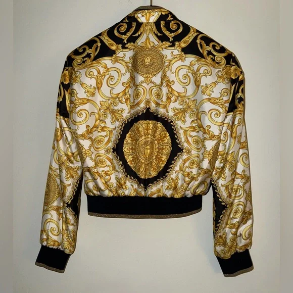 Versace Black & Gold Baroque Bomber Jacket - New with Tag - Small / 38 USA - Picture 10 of 14